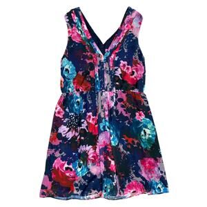 Betsey Johnson Size 14 Fit & Flare Floral Sleeveless Dress Pleated Cocktail